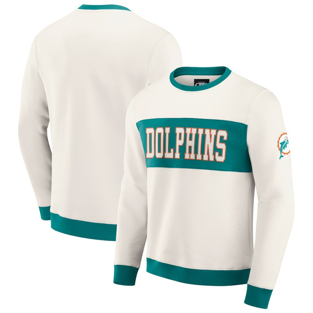 Miami Dolphins Darius Rucker Collection Colorblock Pullover Sweatshirt Cream | Fanatics