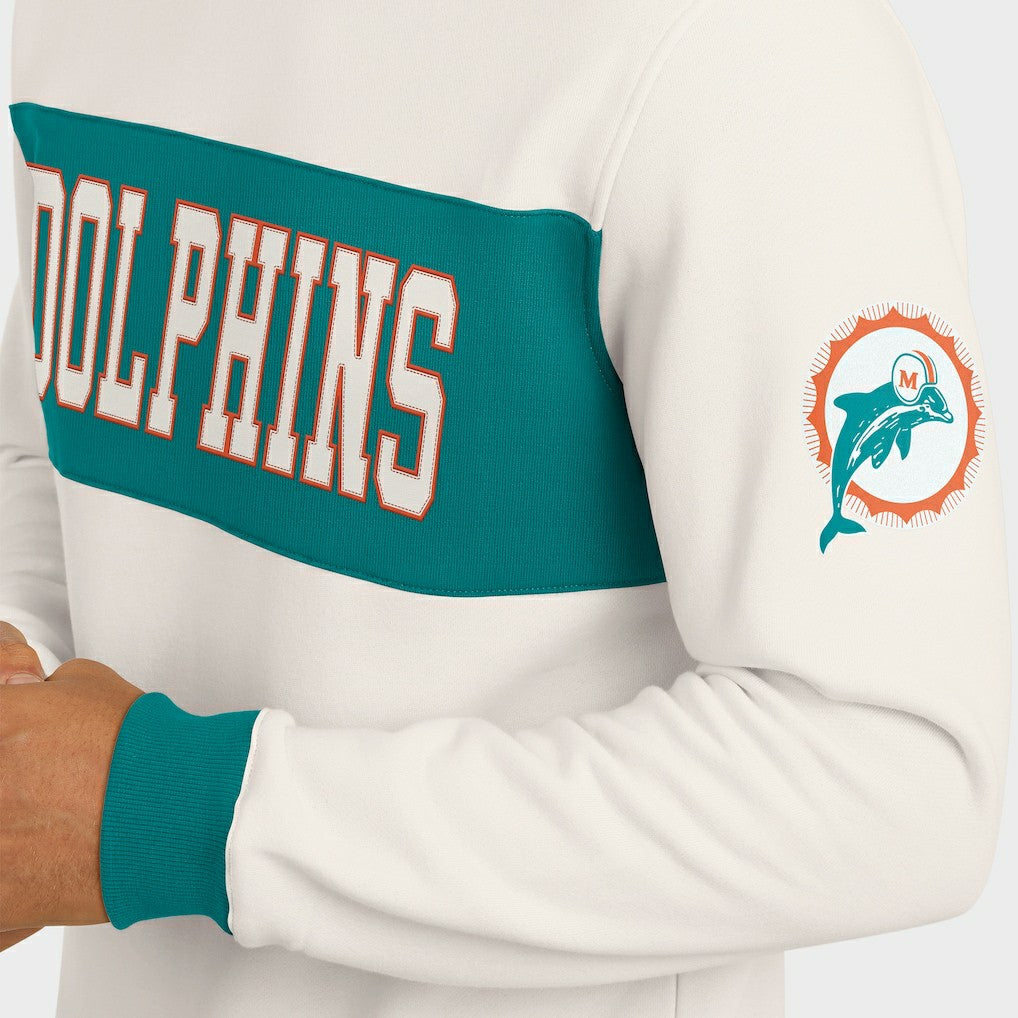 Miami Dolphins Darius Rucker Collection Colorblock Pullover Sweatshirt Cream | Fanatics