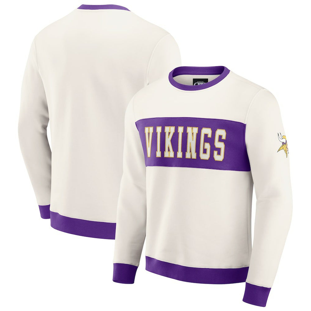 Minnesota Vikings Darius Rucker Collection Colorblock Pullover Sweatshirt Cream | Fanatics