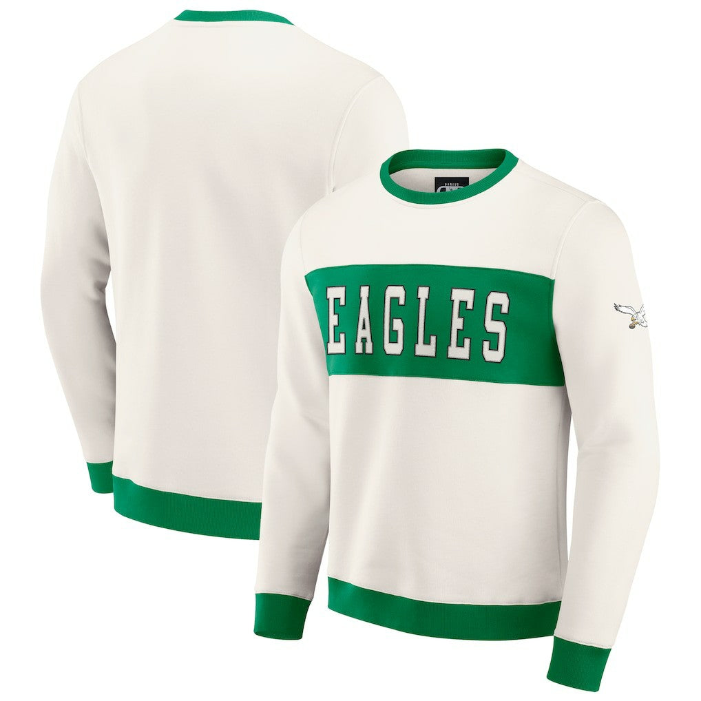 Philadelphia Eagles Darius Rucker Collection Colorblock Pullover Sweatshirt Cream | Fanatics