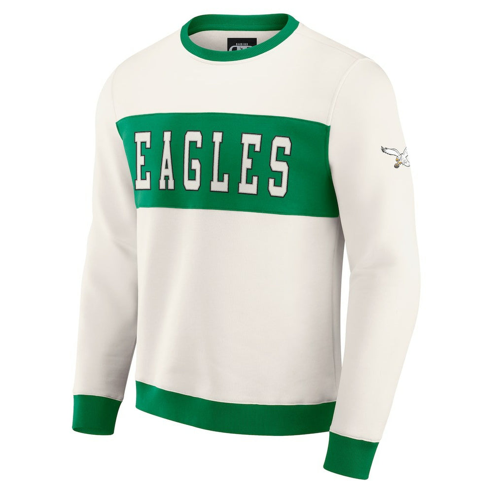 Philadelphia Eagles Darius Rucker Collection Colorblock Pullover Sweatshirt Cream | Fanatics