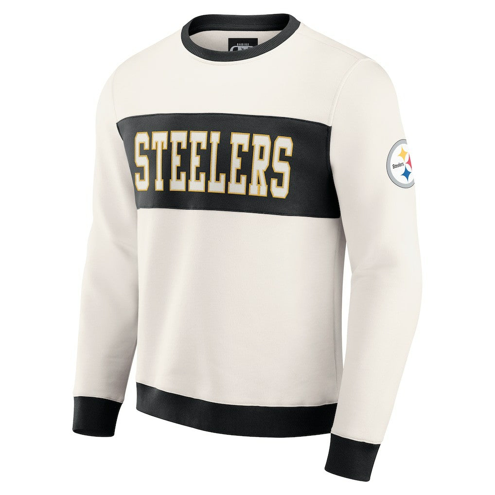 Pittsburgh Steelers Darius Rucker Collection Colorblock Pullover Sweatshirt Cream | Fanatics