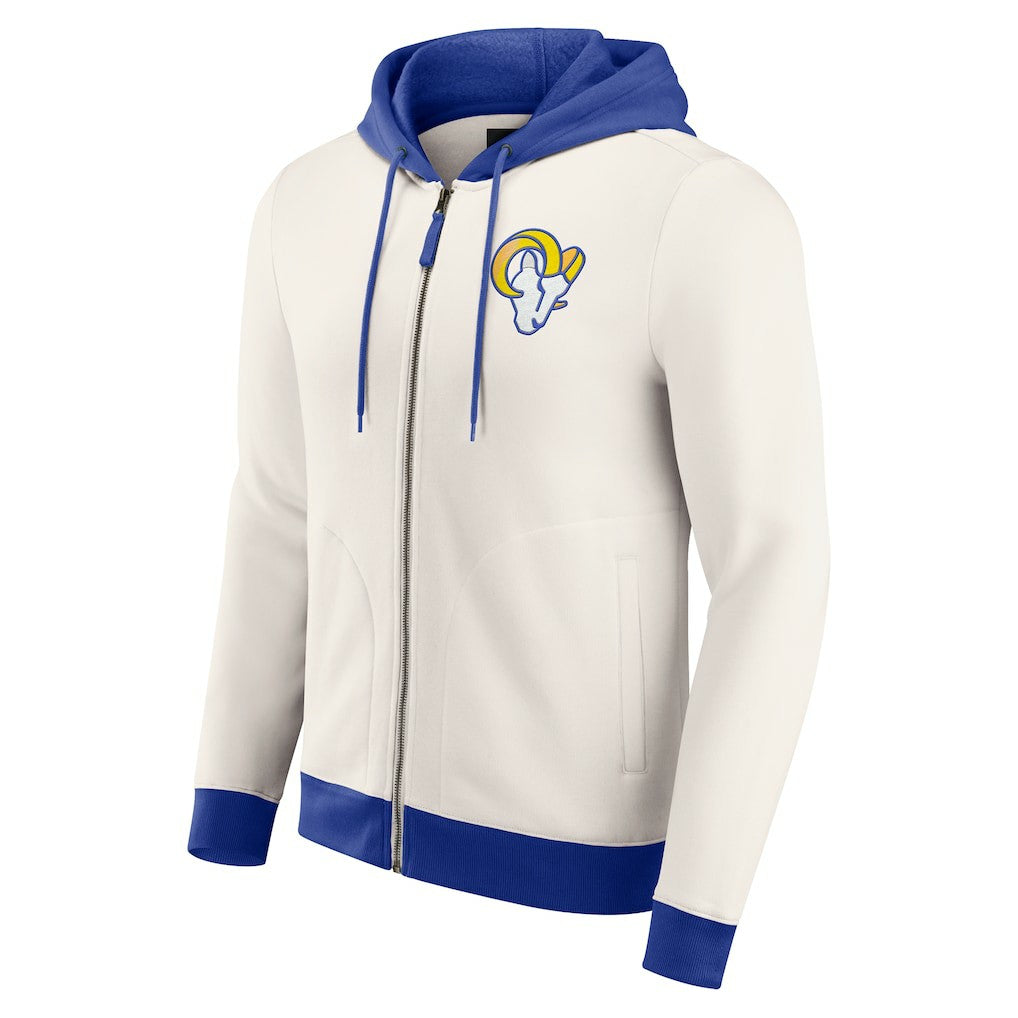 Los Angeles Rams Darius Rucker Collection Distressed Graphics Full-Zip Hoodie Cream | Fanatics