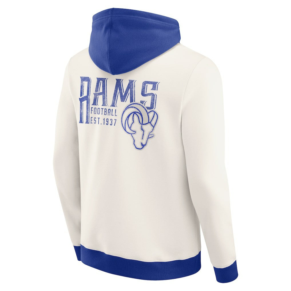 Los Angeles Rams Darius Rucker Collection Distressed Graphics Full-Zip Hoodie Cream | Fanatics