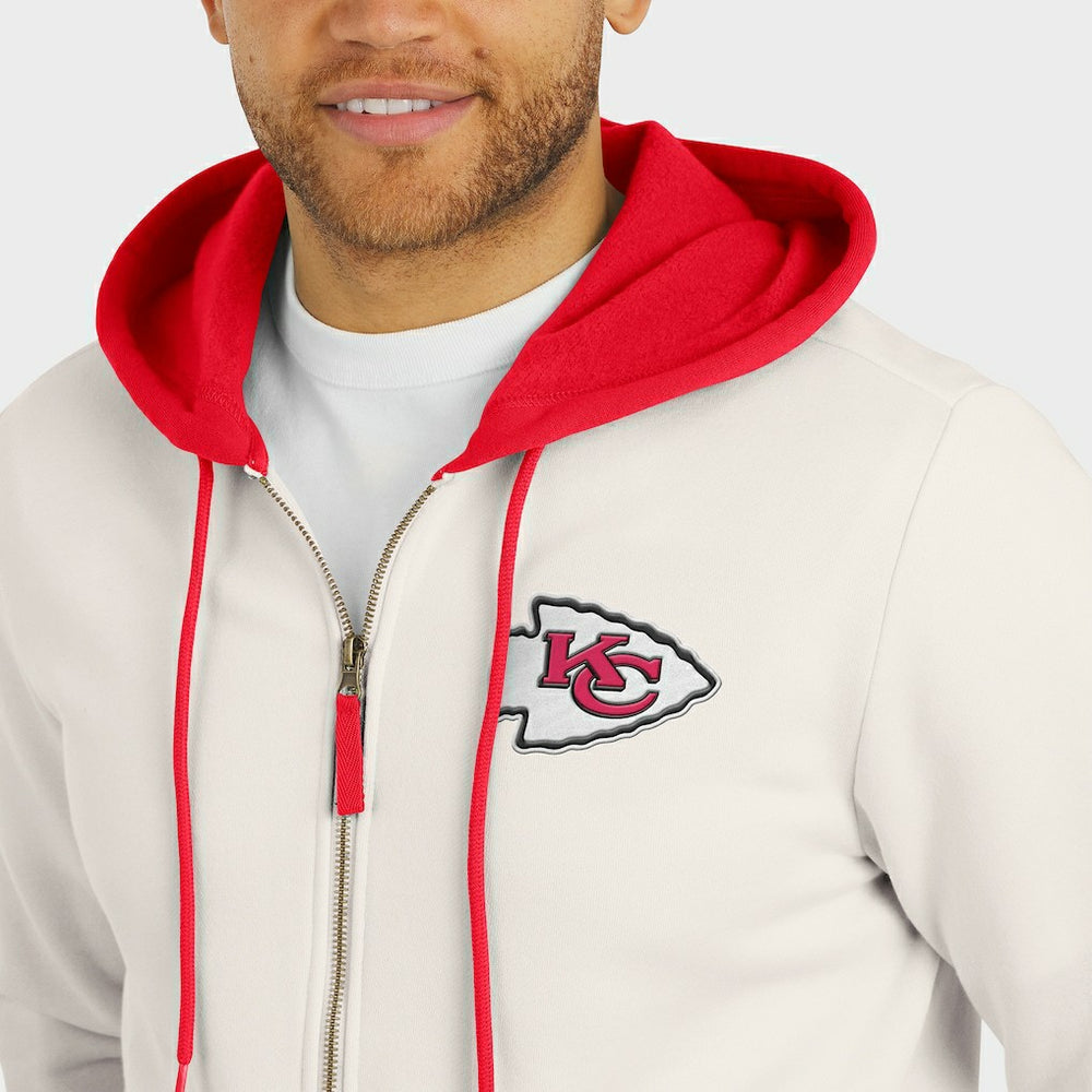 Kansas City Chiefs Darius Rucker Collection Distressed Graphics Full-Zip Hoodie Cream | Fanatics