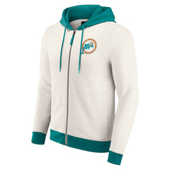 Miami Dolphins Darius Rucker Collection Distressed Graphics Full-Zip Hoodie Cream | Fanatics