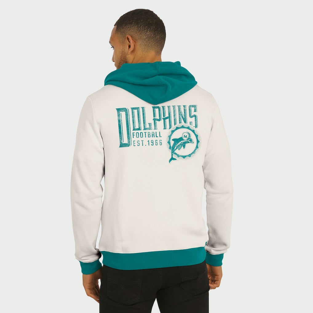 Miami Dolphins Darius Rucker Collection Distressed Graphics Full-Zip Hoodie Cream | Fanatics