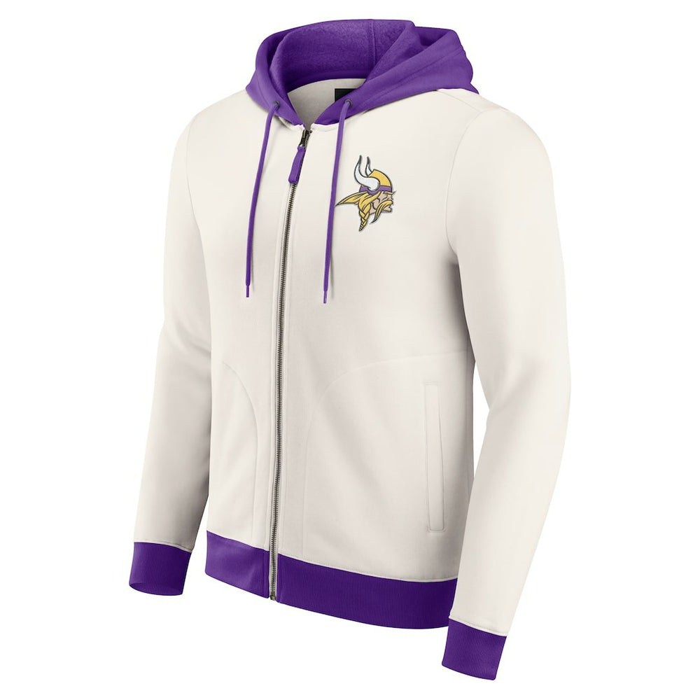 Minnesota Vikings Darius Rucker Collection Distressed Graphics Full-Zip Hoodie Cream | Fanatics