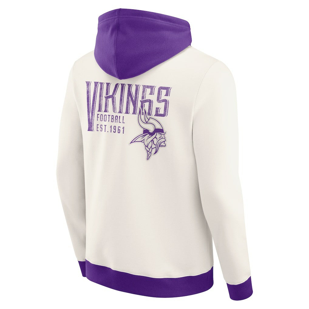 Minnesota Vikings Darius Rucker Collection Distressed Graphics Full-Zip Hoodie Cream | Fanatics