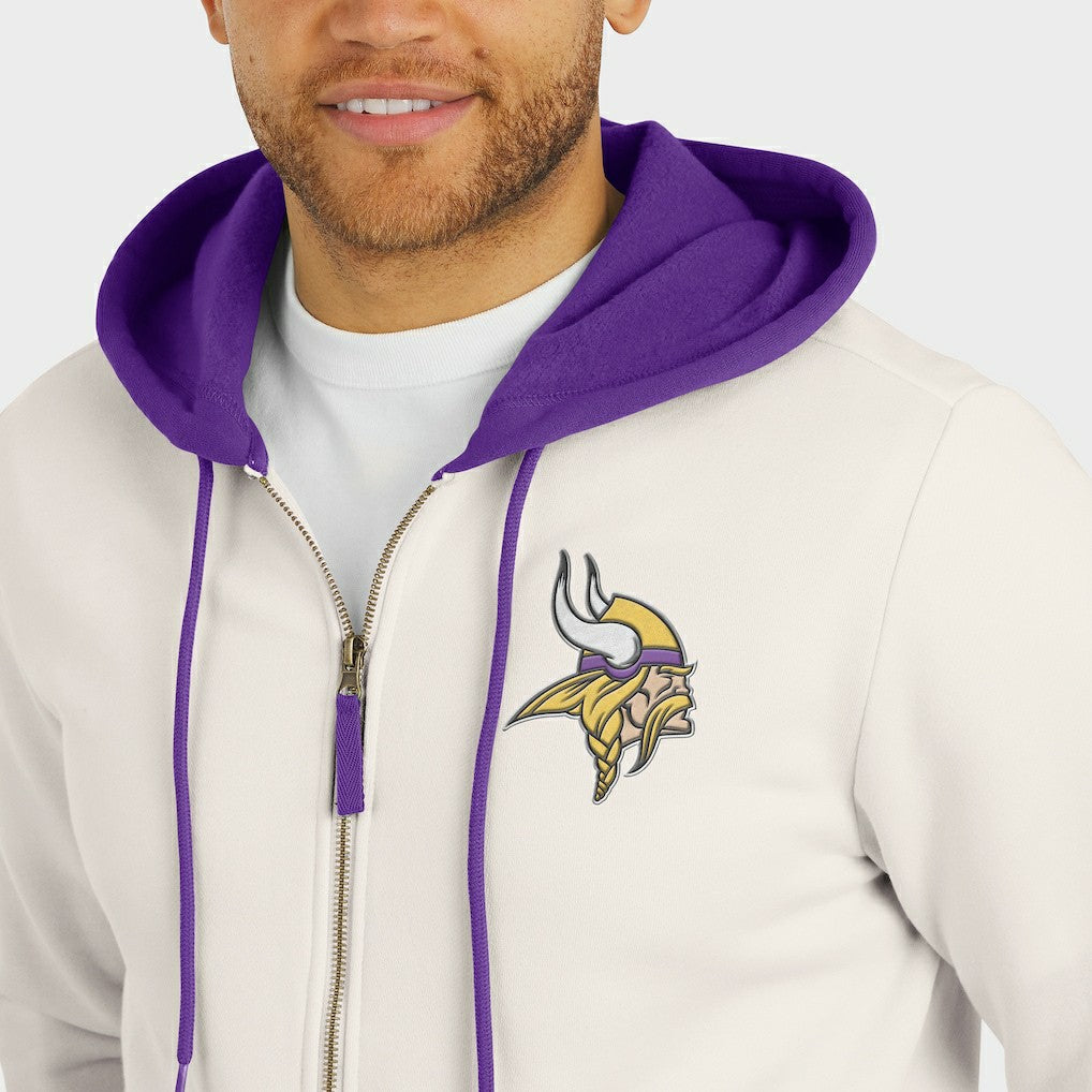 Minnesota Vikings Darius Rucker Collection Distressed Graphics Full-Zip Hoodie Cream | Fanatics