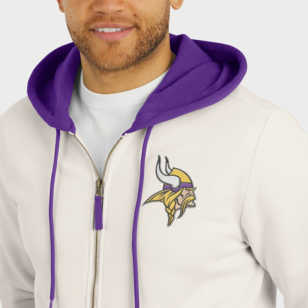 Minnesota Vikings Darius Rucker Collection Distressed Graphics Full-Zip Hoodie Cream | Fanatics