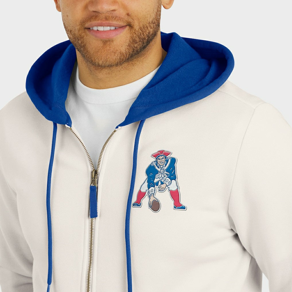 New England Patriots Darius Rucker Collection Distressed Graphics Full-Zip Hoodie Cream | Fanatics