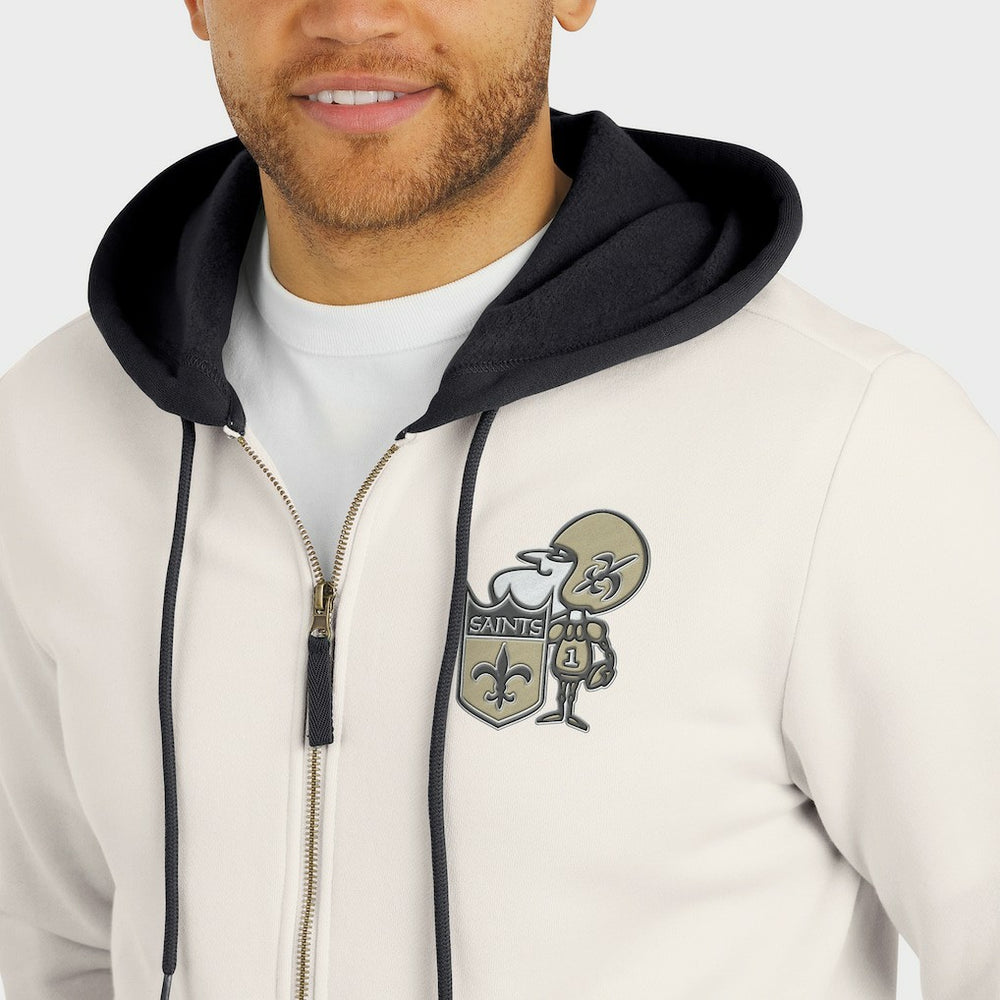 New Orleans Saints Darius Rucker Collection Distressed Graphics Full-Zip Hoodie Cream | Fanatics