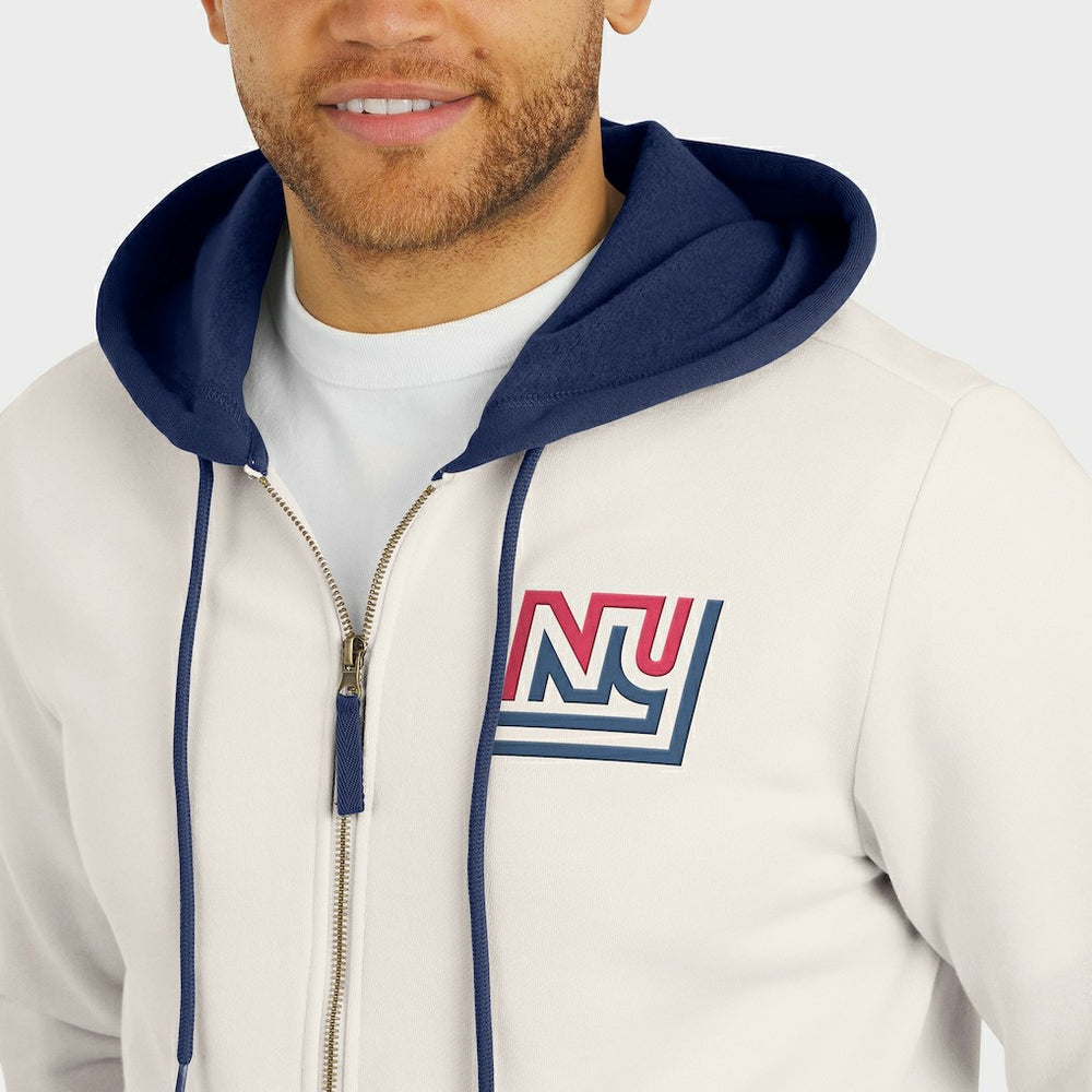 New York Giants Darius Rucker Collection Distressed Graphics Full-Zip Hoodie Cream | Fanatics