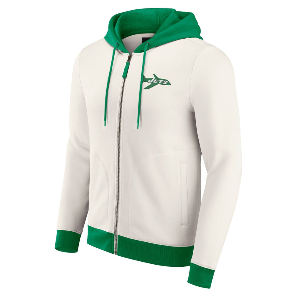 New York Jets Darius Rucker Collection Distressed Graphics Full-Zip Hoodie Cream | Fanatics