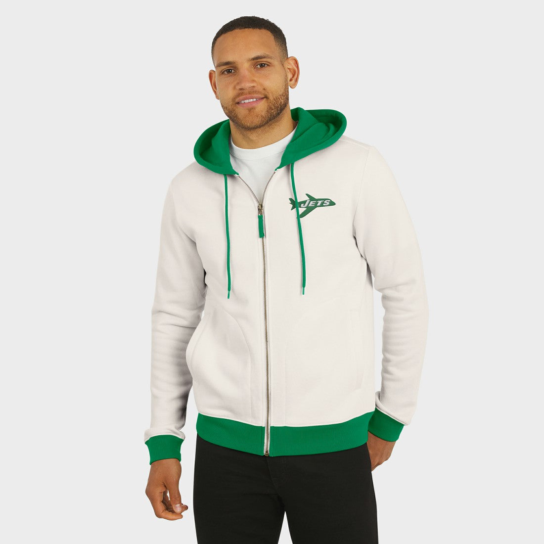 New York Jets Darius Rucker Collection Distressed Graphics Full-Zip Hoodie Cream | Fanatics