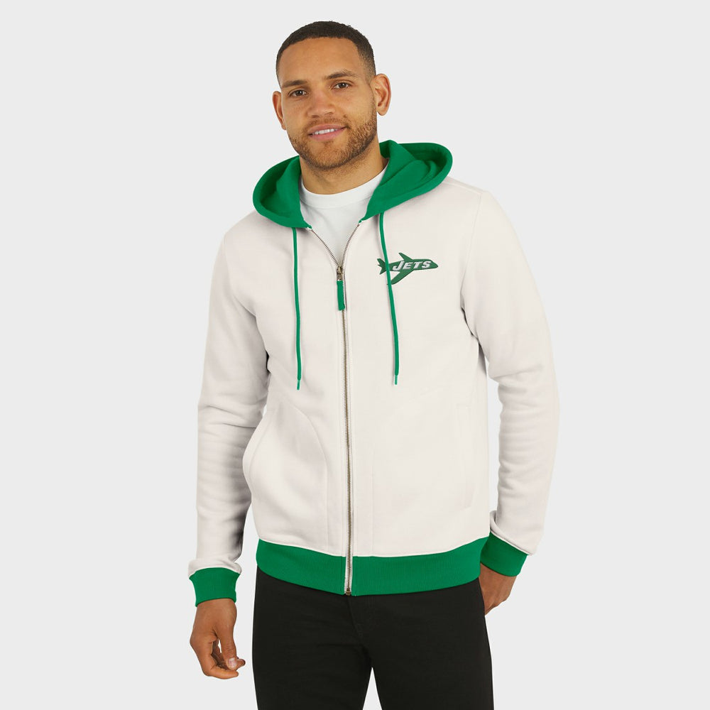 New York Jets Darius Rucker Collection Distressed Graphics Full-Zip Hoodie Cream | Fanatics