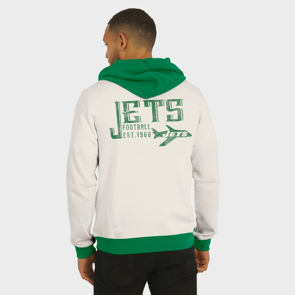 New York Jets Darius Rucker Collection Distressed Graphics Full-Zip Hoodie Cream | Fanatics