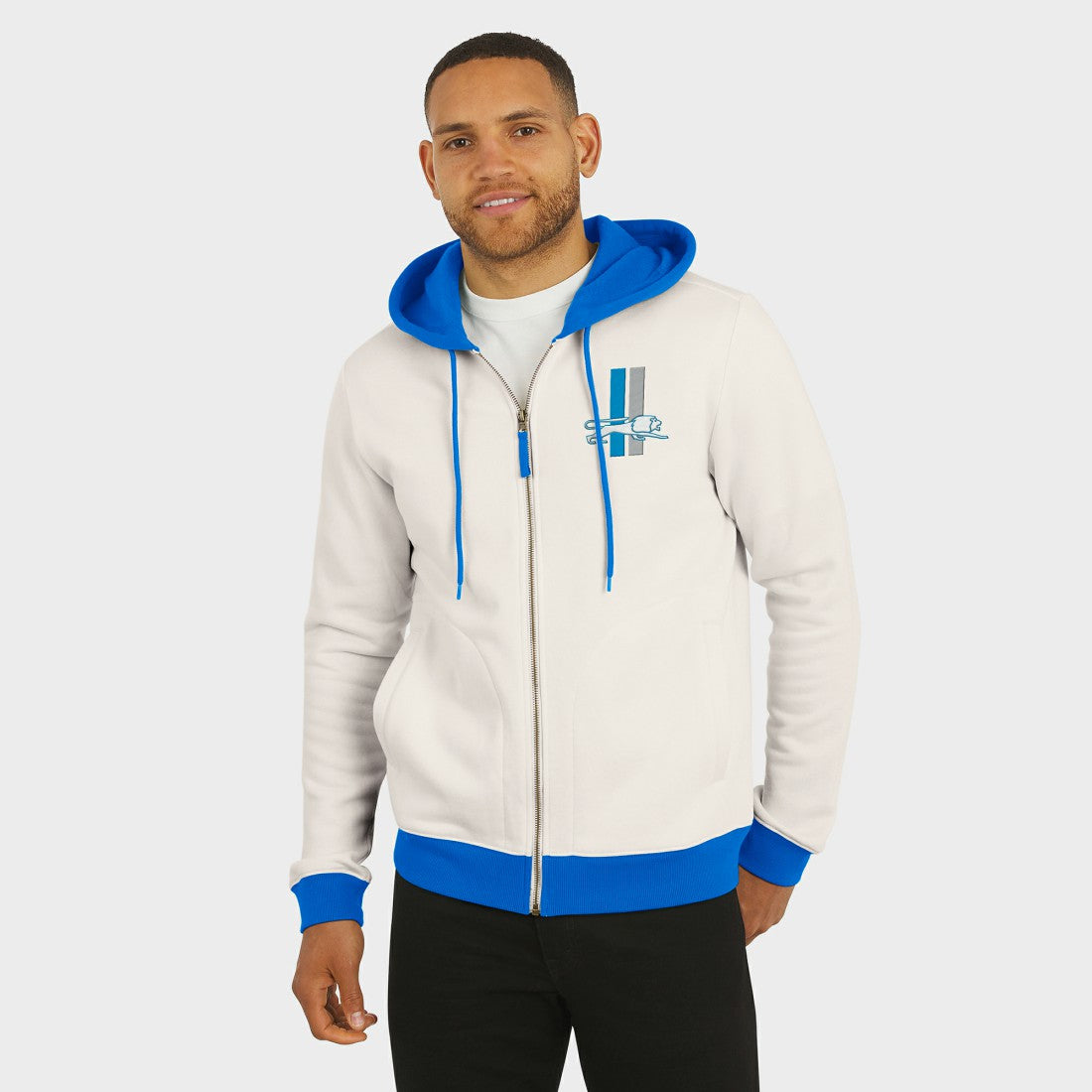 Detroit Lions Darius Rucker Collection Distressed Graphics Full-Zip Hoodie Cream | Fanatics
