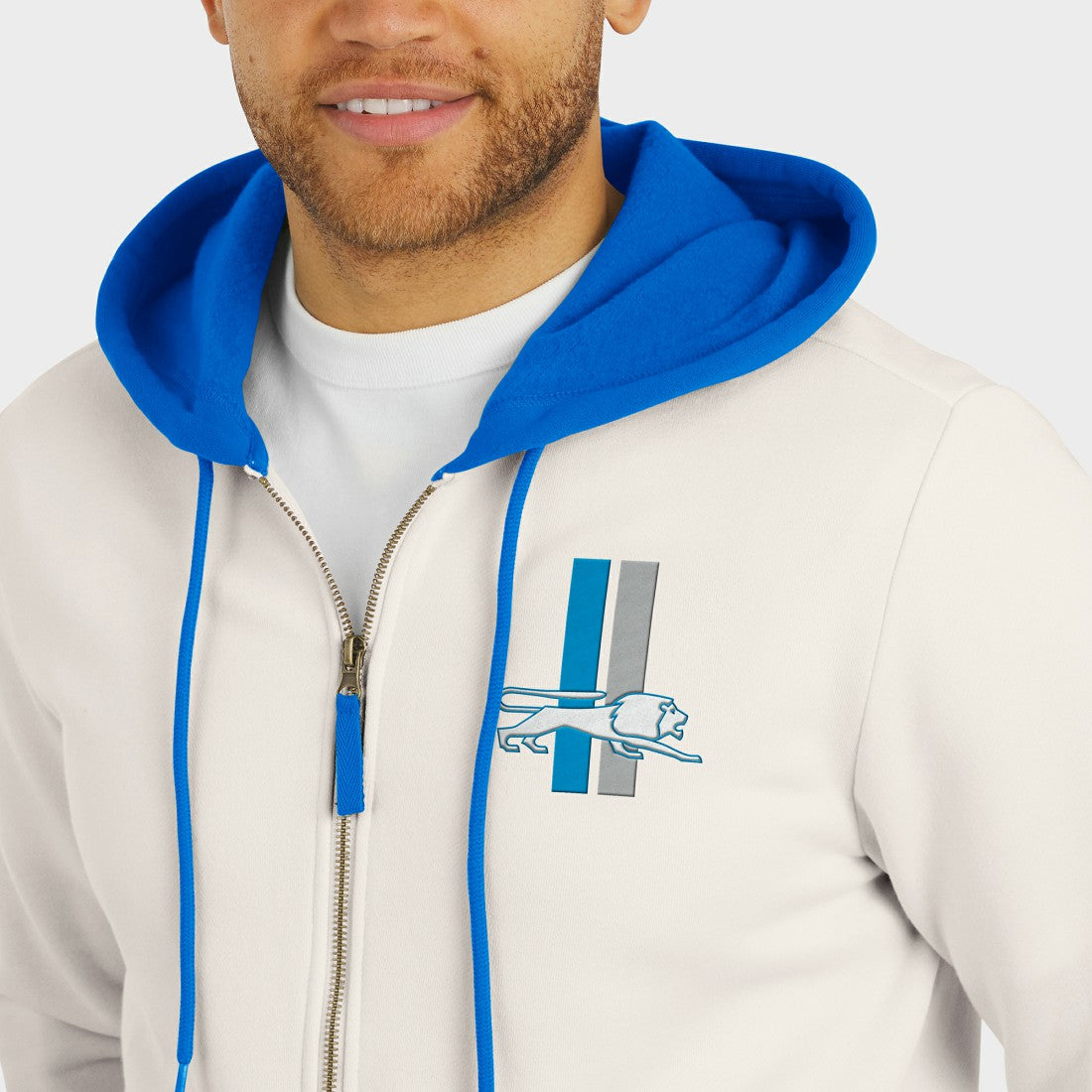 Detroit Lions Darius Rucker Collection Distressed Graphics Full-Zip Hoodie Cream | Fanatics
