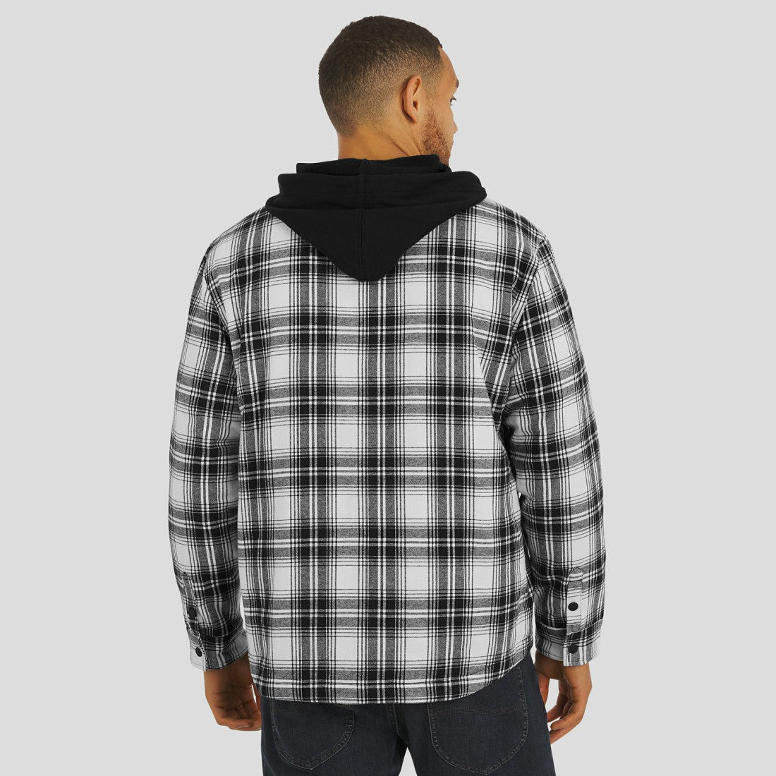 Detroit Lions NFL x Darius Rucker Collection Plaid Flannel Quilted Full-Snap Hooded Shacket Black | Fanatics
