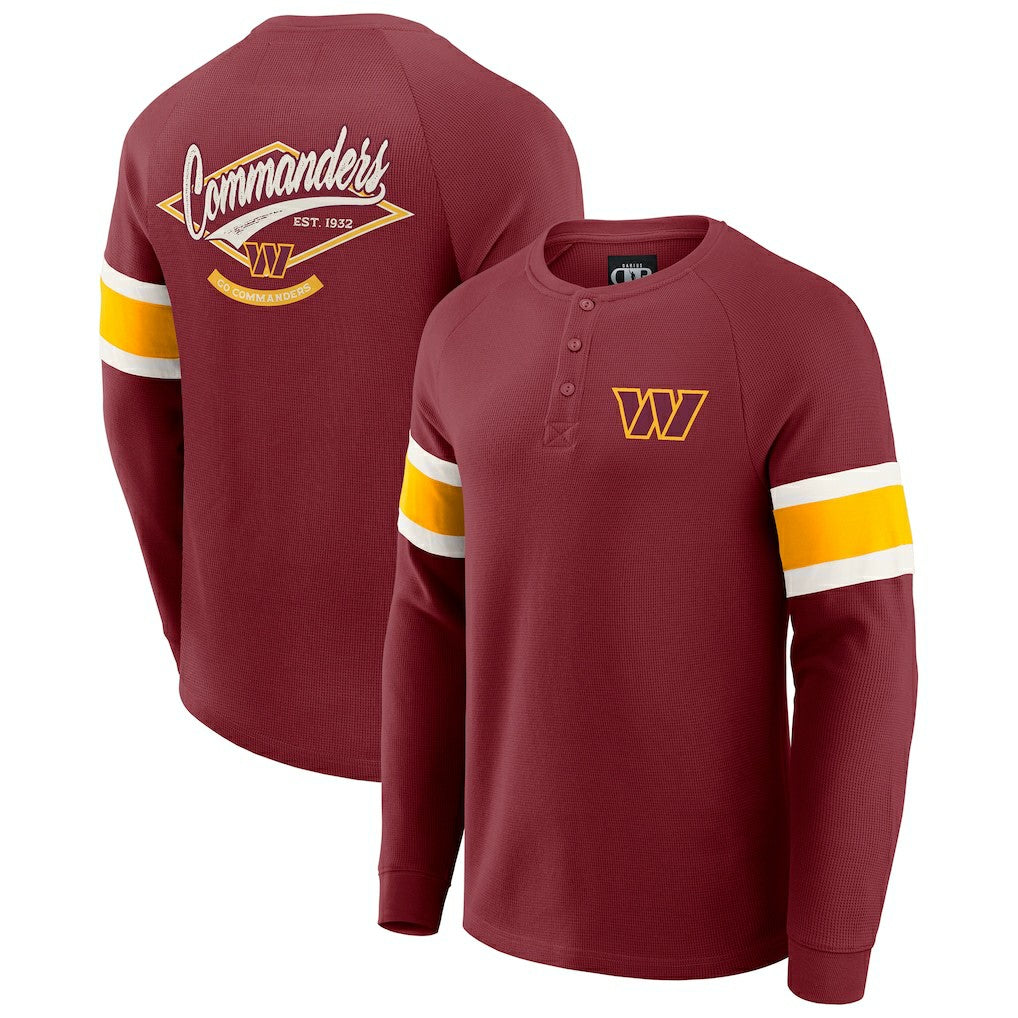 Washington Commanders Darius Rucker Collection Waffle-Knit Raglan Long Sleeve Henley T-Shirt Burgundy | Fanatics