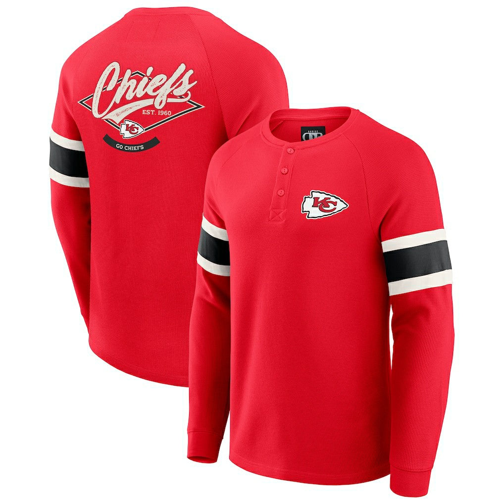 Kansas City Chiefs Darius Rucker Collection Waffle-Knit Raglan Long Sleeve Henley T-Shirt Red | Fanatics