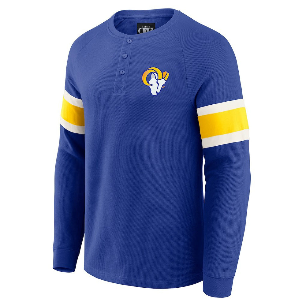 Los Angeles Rams Darius Rucker Collection Waffle-Knit Raglan Long Sleeve Henley T-Shirt Royal | Fanatics
