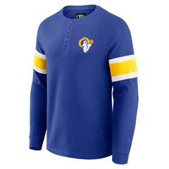 Los Angeles Rams Darius Rucker Collection Waffle-Knit Raglan Long Sleeve Henley T-Shirt Royal | Fanatics