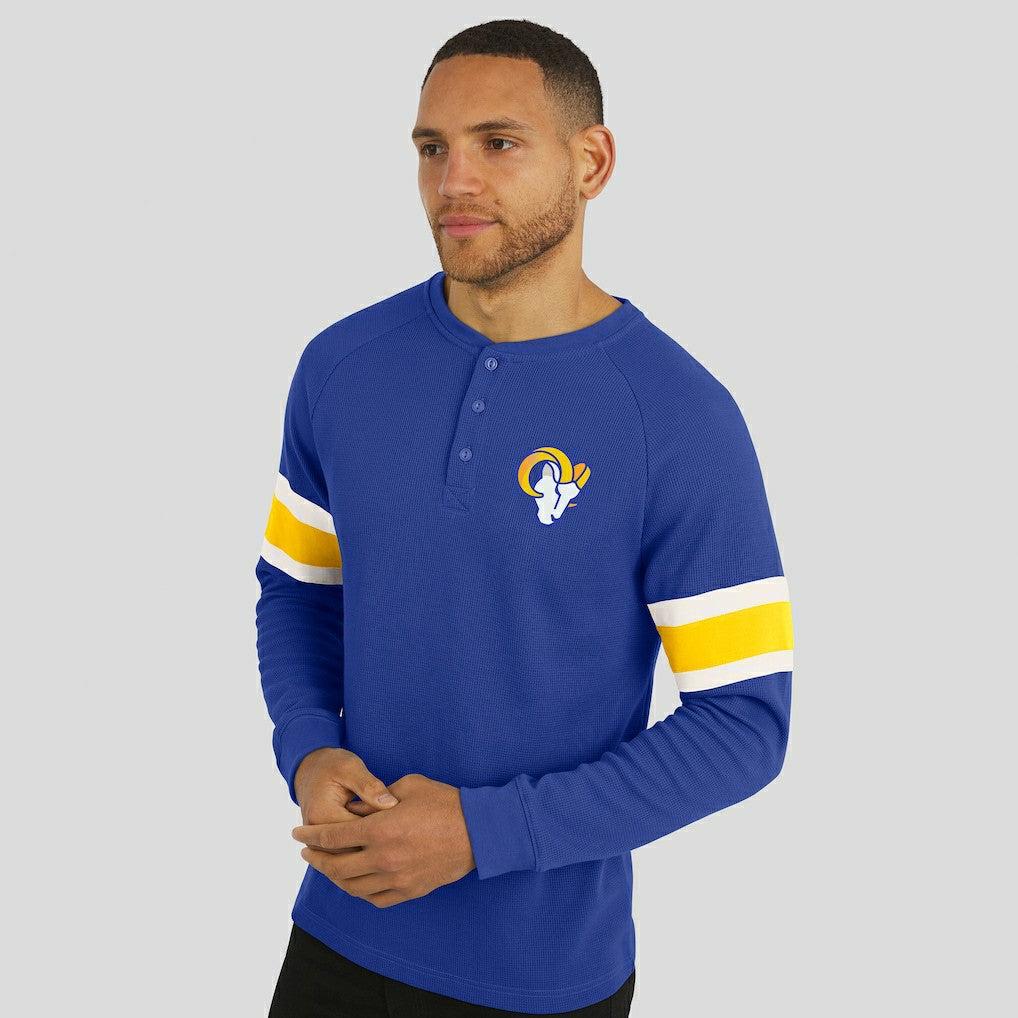 Los Angeles Rams Darius Rucker Collection Waffle-Knit Raglan Long Sleeve Henley T-Shirt Royal | Fanatics