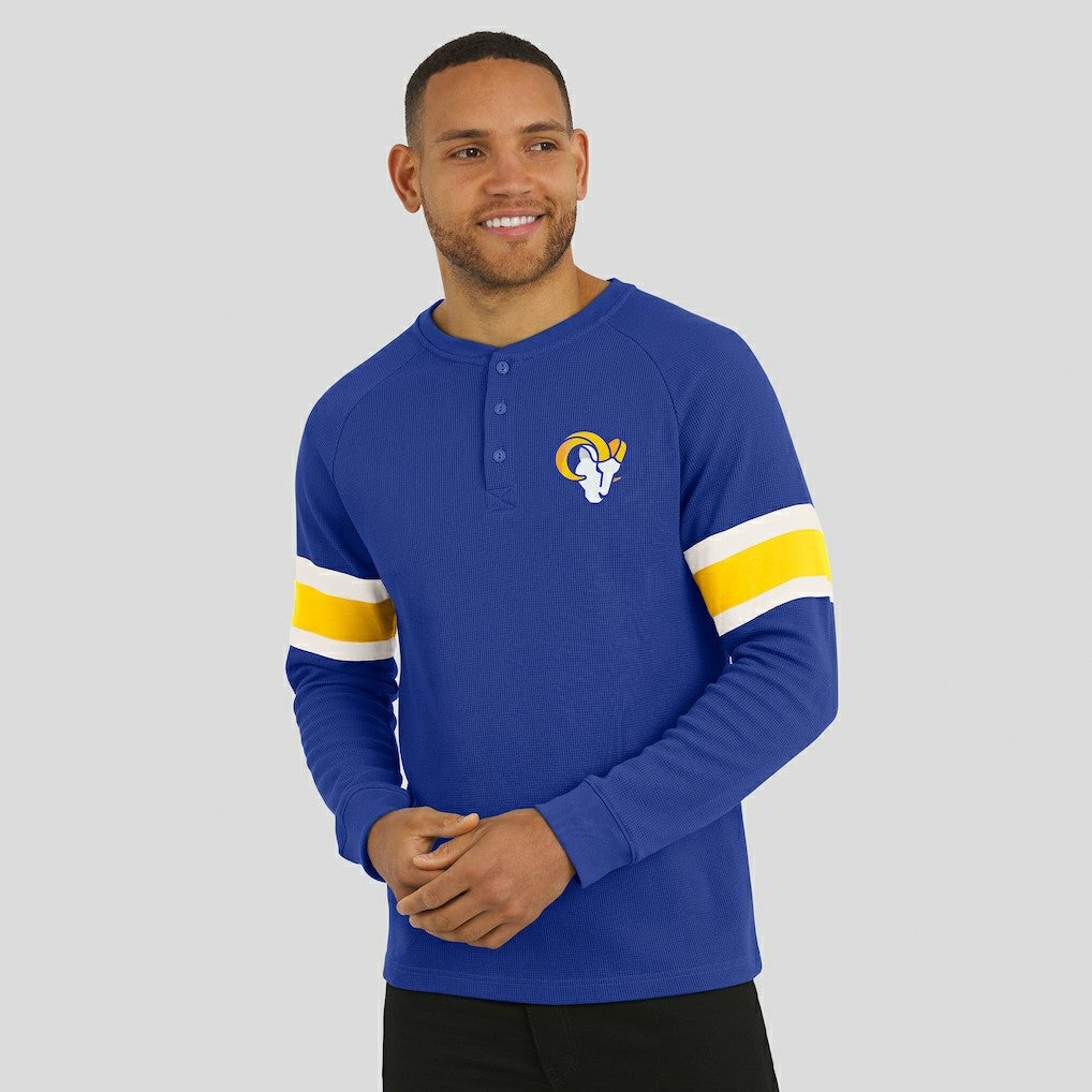 Los Angeles Rams Darius Rucker Collection Waffle-Knit Raglan Long Sleeve Henley T-Shirt Royal | Fanatics