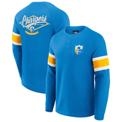 Los Angeles Chargers Darius Rucker Collection Waffle-Knit Raglan Long Sleeve Henley T-Shirt Powder Blue | Fanatics