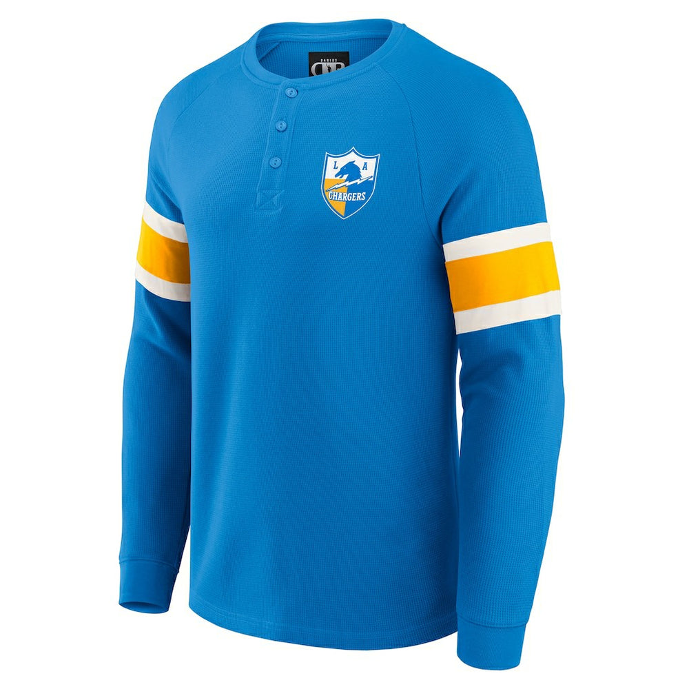Los Angeles Chargers Darius Rucker Collection Waffle-Knit Raglan Long Sleeve Henley T-Shirt Powder Blue | Fanatics