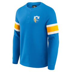 Los Angeles Chargers Darius Rucker Collection Waffle-Knit Raglan Long Sleeve Henley T-Shirt Powder Blue | Fanatics