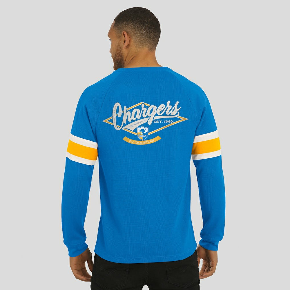 Los Angeles Chargers Darius Rucker Collection Waffle-Knit Raglan Long Sleeve Henley T-Shirt Powder Blue | Fanatics