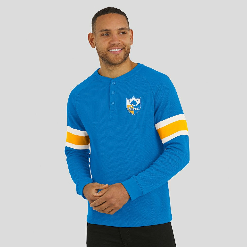 Los Angeles Chargers Darius Rucker Collection Waffle-Knit Raglan Long Sleeve Henley T-Shirt Powder Blue | Fanatics