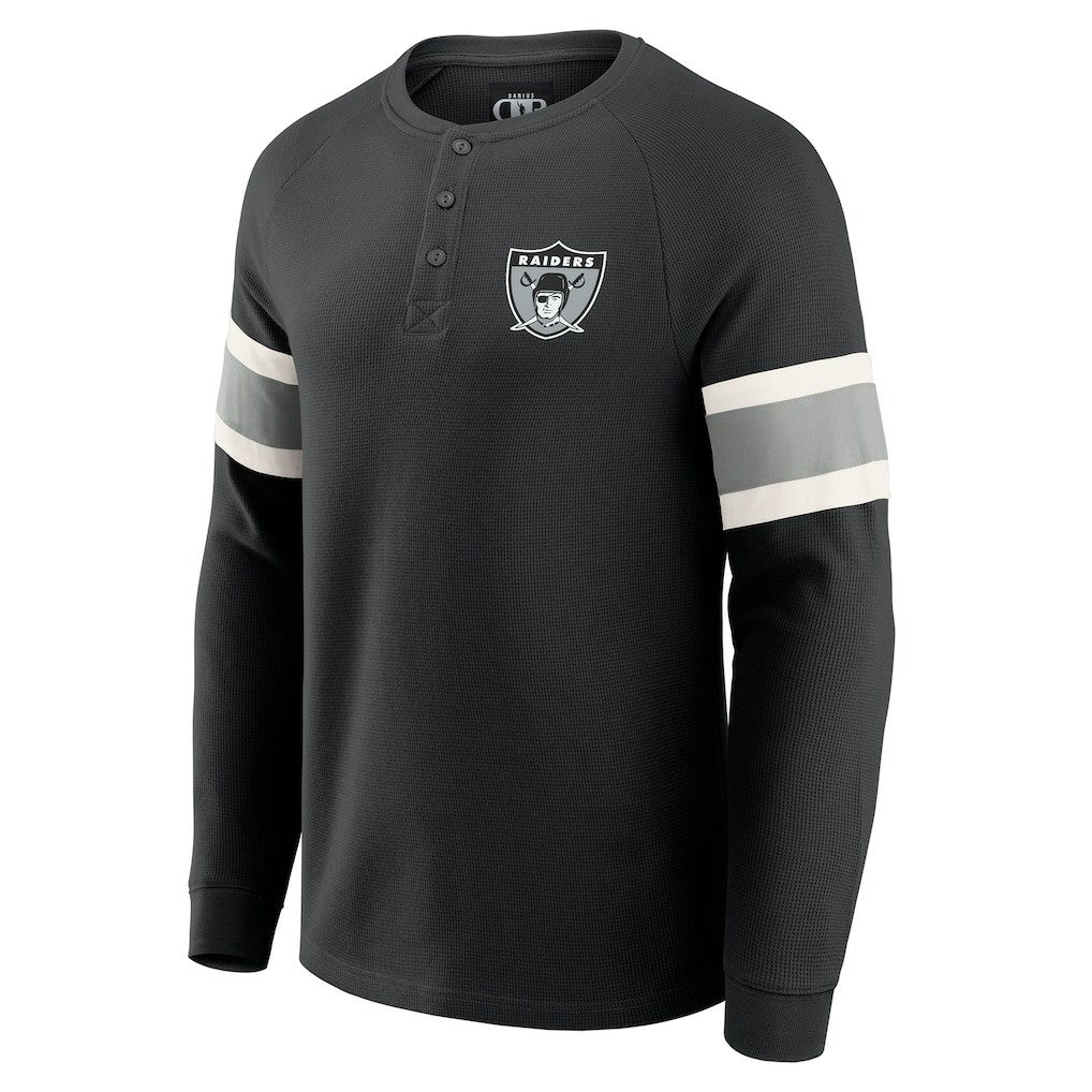 Las Vegas Raiders Darius Rucker Collection Waffle-Knit Raglan Long Sleeve Henley T-Shirt Black | Fanatics
