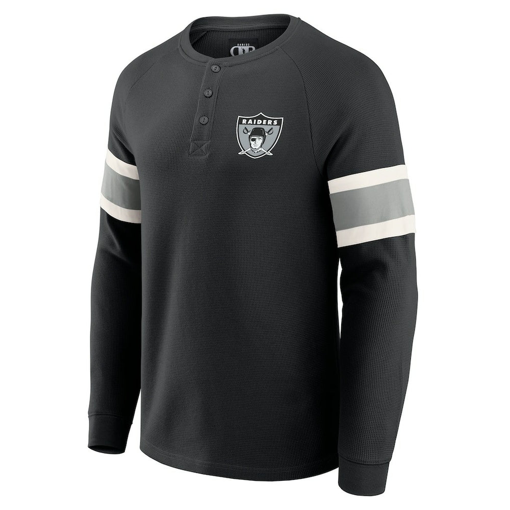 Las Vegas Raiders Darius Rucker Collection Waffle-Knit Raglan Long Sleeve Henley T-Shirt Black | Fanatics