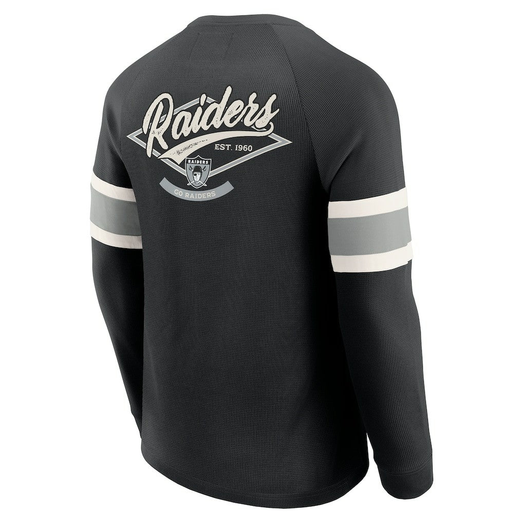 Las Vegas Raiders Darius Rucker Collection Waffle-Knit Raglan Long Sleeve Henley T-Shirt Black | Fanatics
