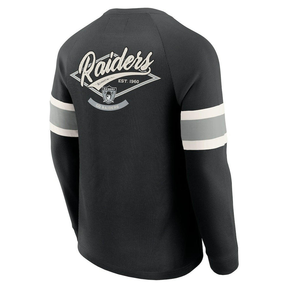 Las Vegas Raiders Darius Rucker Collection Waffle-Knit Raglan Long Sleeve Henley T-Shirt Black | Fanatics