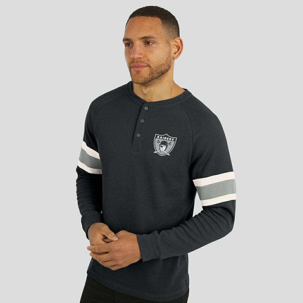 Las Vegas Raiders Darius Rucker Collection Waffle-Knit Raglan Long Sleeve Henley T-Shirt Black | Fanatics
