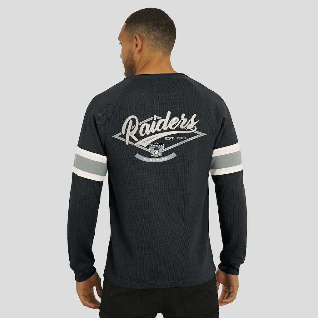 Las Vegas Raiders Darius Rucker Collection Waffle-Knit Raglan Long Sleeve Henley T-Shirt Black | Fanatics