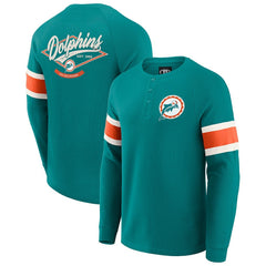 Miami Dolphins Darius Rucker Collection Waffle-Knit Raglan Long Sleeve Henley T-Shirt Aqua | Fanatics