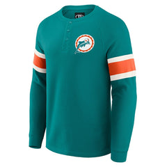 Miami Dolphins Darius Rucker Collection Waffle-Knit Raglan Long Sleeve Henley T-Shirt Aqua | Fanatics