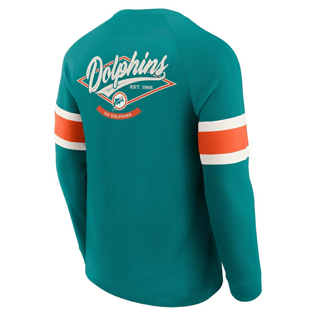 Miami Dolphins Darius Rucker Collection Waffle-Knit Raglan Long Sleeve Henley T-Shirt Aqua | Fanatics