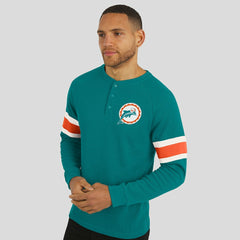 Miami Dolphins Darius Rucker Collection Waffle-Knit Raglan Long Sleeve Henley T-Shirt Aqua | Fanatics
