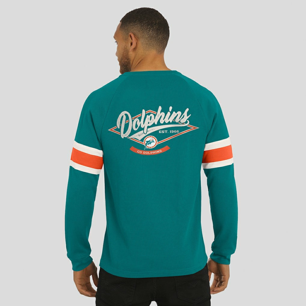 Miami Dolphins Darius Rucker Collection Waffle-Knit Raglan Long Sleeve Henley T-Shirt Aqua | Fanatics