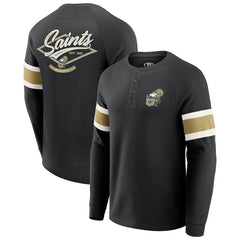 New Orleans Saints Darius Rucker Collection Waffle-Knit Raglan Long Sleeve Henley T-Shirt Black | Fanatics