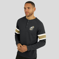 New Orleans Saints Darius Rucker Collection Waffle-Knit Raglan Long Sleeve Henley T-Shirt Black | Fanatics