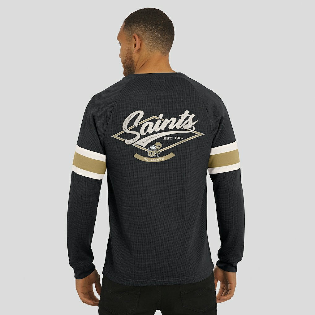 New Orleans Saints Darius Rucker Collection Waffle-Knit Raglan Long Sleeve Henley T-Shirt Black | Fanatics